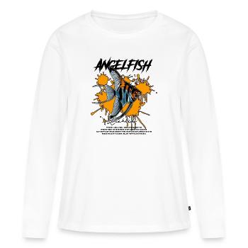 Angelfish Keeper Streetwear moderne - T-shirt manches longues Premium bio Femme - blanc - Devant - Julia (174cm)