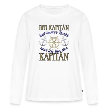 Kapitän Boot Motorboot lustiger Spruch - Frauen Premium Bio Langarmshirt - Weiß - Vorne - Julia (174cm)
