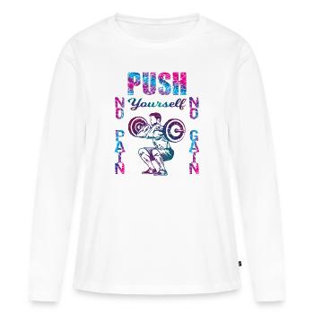 Fitness Gym Musculation Poussez-vous - T-shirt manches longues Premium bio Femme - blanc - Devant - Julia (174cm)
