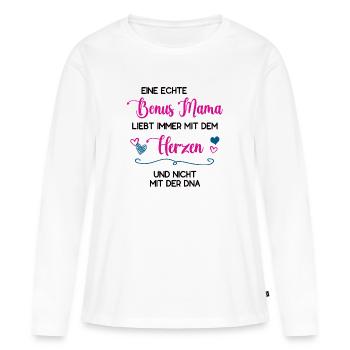Bonusmama Familie Liebe Patchwork Bonus Mama - Frauen Premium Bio Langarmshirt - Weiß - Vorne - Julia (174cm)