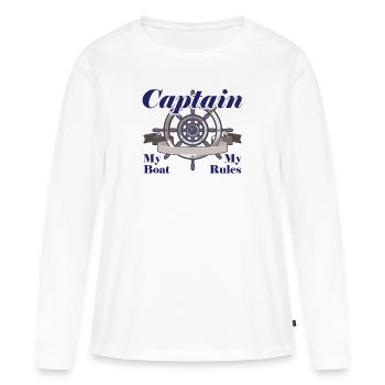 Kapitän Boot Bootfahren lustiger Spruch - Frauen Premium Bio Langarmshirt - Weiß - Vorne - Julia (174cm)