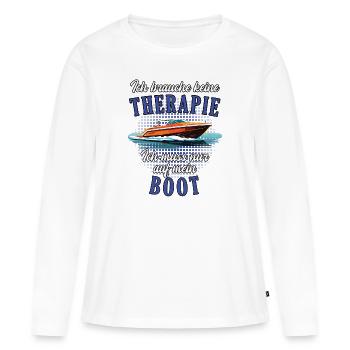 Boot Kapitän Therapie lustiger Spruch - Frauen Premium Bio Langarmshirt - Weiß - Vorne - Julia (174cm)