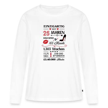 25 Geburtstag 25. Birthday Geburtstagsoutfit 25ter - Frauen Premium Bio Langarmshirt - Weiß - Vorne - Julia (174cm)