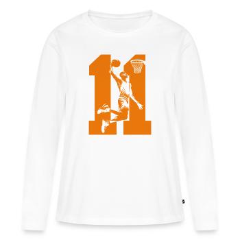 NUMMER 11 BASKETBALL 11. GEBURTSTAG - Frauen Premium Bio Langarmshirt - Weiß - Vorne - Julia (174cm)