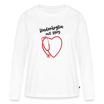 Kinderärztin mit Herz Kinder Ärztin Pädiatrie Arzt - Frauen Premium Bio Langarmshirt - Weiß - Vorne - Julia (174cm)