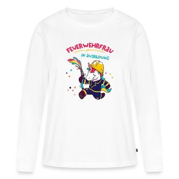 Feuerwehrfrau in Ausbildung Feuerwehr Kind Einhorn - Frauen Premium Bio Langarmshirt - Weiß - Vorne - Julia (174cm)