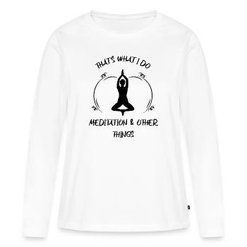 Meditaion - Women's Premium Organic Long Sleeve Shirt - white - Front - Julia (174cm)