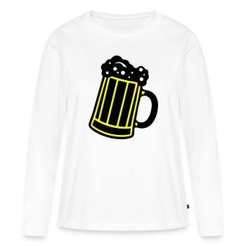 Chope de bière symbole de bière Cheers - T-shirt manches longues Premium bio Femme - blanc - Devant - Julia (174cm)