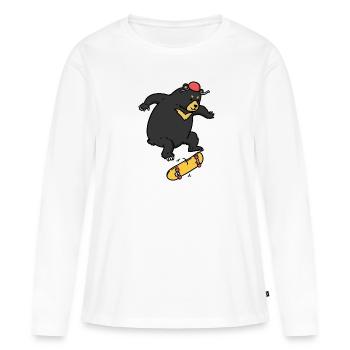 Kickflip Bear Skateboard Bear Zoo des animaux sauvages - T-shirt manches longues Premium bio Femme - blanc - Devant - Julia (174cm)