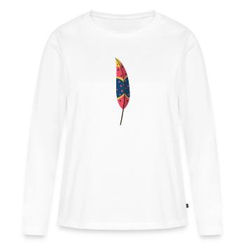 Feder - Frauen Premium Bio Langarmshirt - Weiß - Vorne - Julia (174cm)