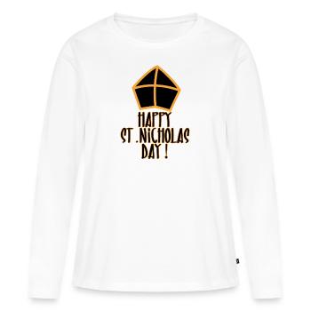 Joyeuse Saint-Nicolas - T-shirt manches longues Premium bio Femme - blanc - Devant - Julia (174cm)