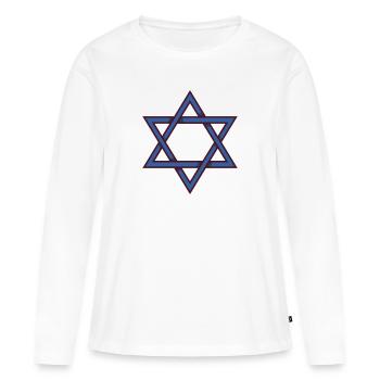 Davidstern - Frauen Premium Bio Langarmshirt - Weiß - Vorne - Julia (174cm)