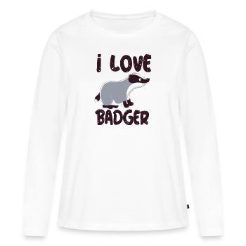 j'aime le blaireau j'aime le blaireau blaireau blaireau forêt - T-shirt manches longues Premium bio Femme - blanc - Devant - Julia (174cm)