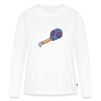 Ruban à mesurer Trademen - T-shirt manches longues Premium bio Femme - blanc - Devant - Julia (174cm)