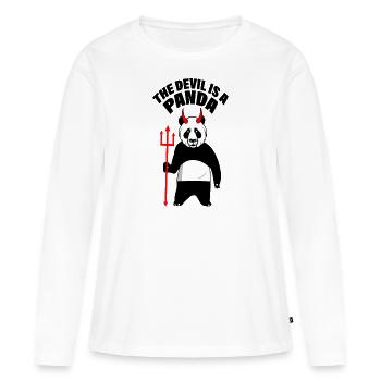 diable satan m'aime panda diable l'enfer aime - T-shirt manches longues Premium bio Femme - blanc - Devant - Julia (174cm)
