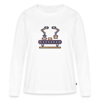 Förderband mit verpackten Boxen - Frauen Premium Bio Langarmshirt - Weiß - Vorne - Julia (174cm)