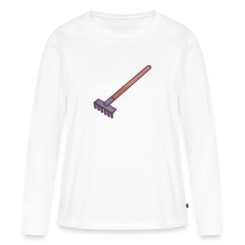 Rechen - Frauen Premium Bio Langarmshirt - Weiß - Vorne - Julia (174cm)