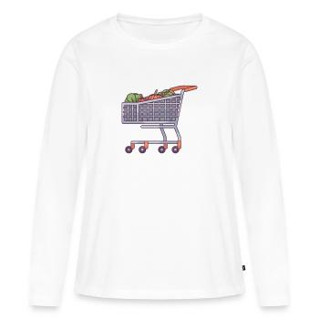 Panier avec des aliments biologiques - T-shirt manches longues Premium bio Femme - blanc - Devant - Julia (174cm)