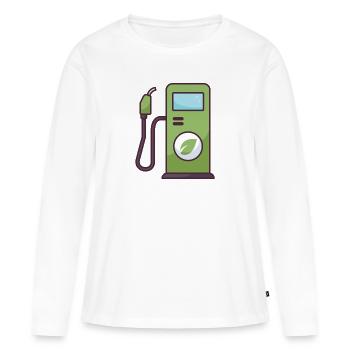 Pompe à essence - T-shirt manches longues Premium bio Femme - blanc - Devant - Julia (174cm)