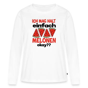 Melone - Frauen Premium Bio Langarmshirt - Weiß - Vorne - Julia (174cm)