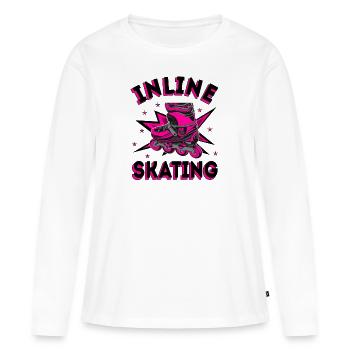 Inline Skating Inline-Skates - Frauen Premium Bio Langarmshirt - Weiß - Vorne - Julia (174cm)