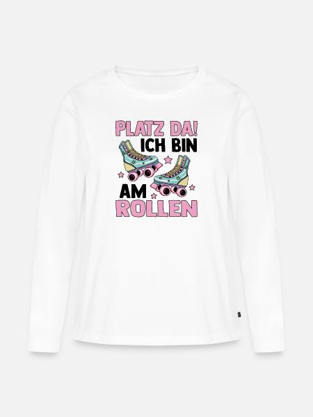 Rollschuhe - Frauen Premium Bio Langarmshirt - Weiß