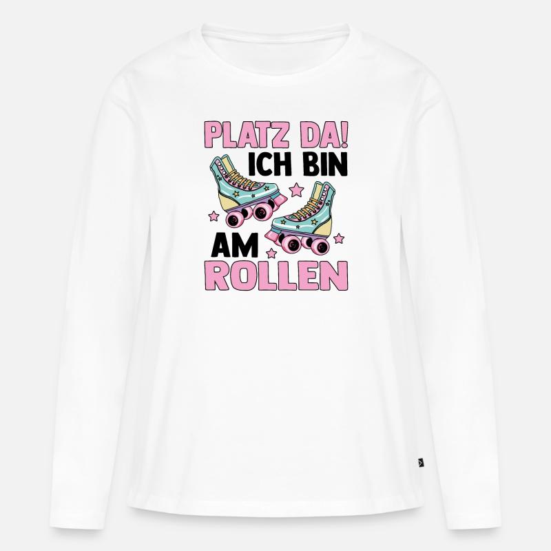Rollschuhe - Frauen Premium Bio Langarmshirt - Weiß