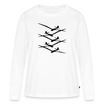 Planeurs Planeurs Planeurs - T-shirt manches longues Premium bio Femme - blanc - Devant - Julia (174cm)