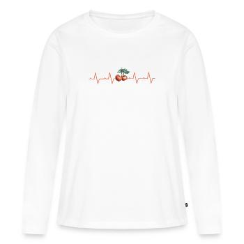 Cerises cerises cerises cerises cerises fruits Fruits Fruits Fruits - T-shirt manches longues Premium bio Femme - blanc - Devant - Julia (174cm)