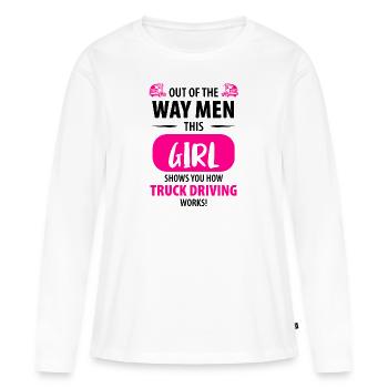 Fernfahrer LKW Fahrer Berufskraftfahrer Damen - Frauen Premium Bio Langarmshirt - Weiß - Vorne - Julia (174cm)