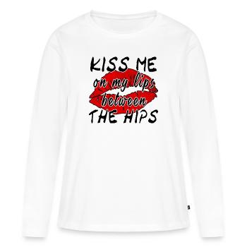 Kiss Me On My Lips Between The Hips - Frauen Premium Bio Langarmshirt - Weiß - Vorne - Julia (174cm)