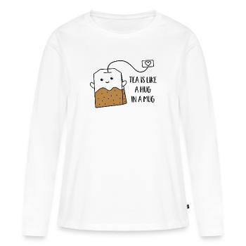 Tee - Frauen Premium Bio Langarmshirt - Weiß - Vorne - Julia (174cm)