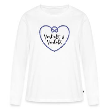 Verliebt Verlobt Verloben Verlobung Hochzeit - Frauen Premium Bio Langarmshirt - Weiß - Vorne - Julia (174cm)