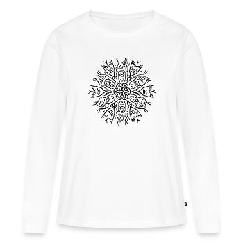 Mandala Flower Lines Abstract Shape Pattern - T-shirt manches longues Premium bio Femme - blanc - Devant - Julia (174cm)