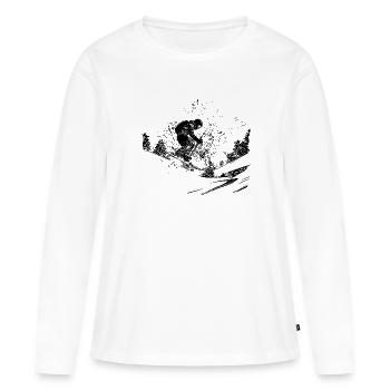 Skieur Hors route Extérieur Poudreuse Neige Style - T-shirt manches longues Premium bio Femme - blanc - Devant - Julia (174cm)