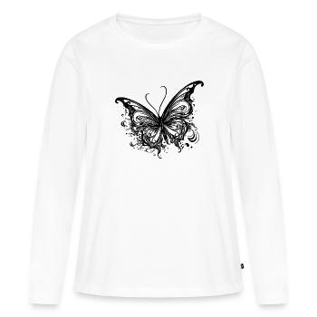 Pretty Tattoo Kids Lines Style Butterfly - T-shirt manches longues Premium bio Femme - blanc - Devant - Julia (174cm)