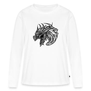 Dragon sifflant en robe à écailles de tatouage - T-shirt manches longues Premium bio Femme - blanc - Devant - Julia (174cm)