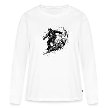 Snowboarding Ride Snowboard Deep Snow Style - Women's Premium Organic Long Sleeve Shirt - white - Front - Julia (174cm)