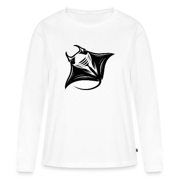 Eleganter riesiger Mantarochen im Flug - Frauen Premium Bio Langarmshirt - Weiß - Vorne - Julia (174cm)