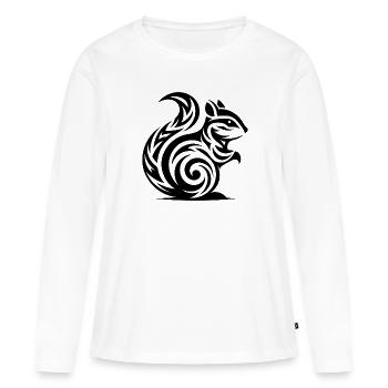 Süsses kleines Baby Eichhörnchen in Tattoo Style - Frauen Premium Bio Langarmshirt - Weiß - Vorne - Julia (174cm)