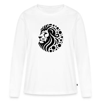 Fière tête de lion à crinière - T-shirt manches longues Premium bio Femme - blanc - Devant - Julia (174cm)