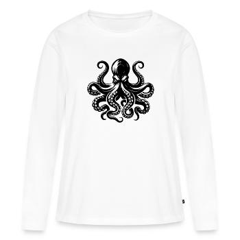 Pieuvre sinistre avec tentacules et ventouses - T-shirt manches longues Premium bio Femme - blanc - Devant - Julia (174cm)