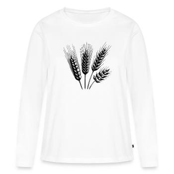 Getreidesorten Weizen und Hafer Ähren - Frauen Premium Bio Langarmshirt - Weiß - Vorne - Julia (174cm)
