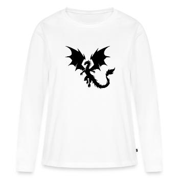 Dragon volant avec d’énormes ailes - T-shirt manches longues Premium bio Femme - blanc - Devant - Julia (174cm)