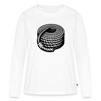 Corde tressée Conception de corde maritime enroulée - T-shirt manches longues Premium bio Femme - blanc - Devant - Julia (174cm)