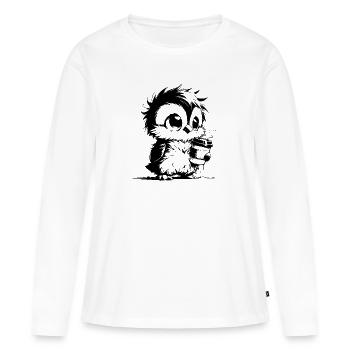 Mignon petit café fatigué flou Kautz - T-shirt manches longues Premium bio Femme - blanc - Devant - Julia (174cm)