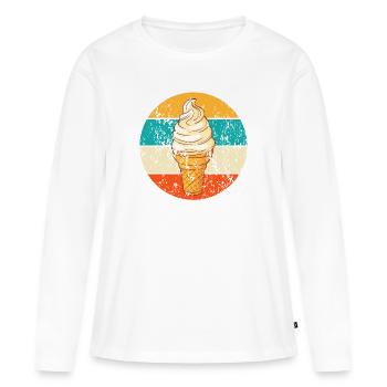Vintage Retro Eistüte Softeis - Frauen Premium Bio Langarmshirt - Weiß - Vorne - Julia (174cm)