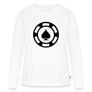 Jeton de poker - T-shirt manches longues Premium bio Femme - blanc - Devant - Julia (174cm)
