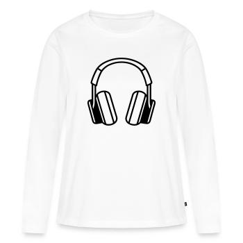 casque audio gaming - T-shirt manches longues Premium bio Femme - blanc - Devant - Julia (174cm)