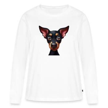 Charmant portrait de doberman - T-shirt manches longues Premium bio Femme - blanc - Devant - Julia (174cm)